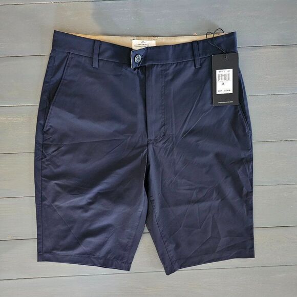 7 For All Mankind Men's Navy Flat Front Regular Fit Chino Shorts Size 28 - Picture 2 of 6